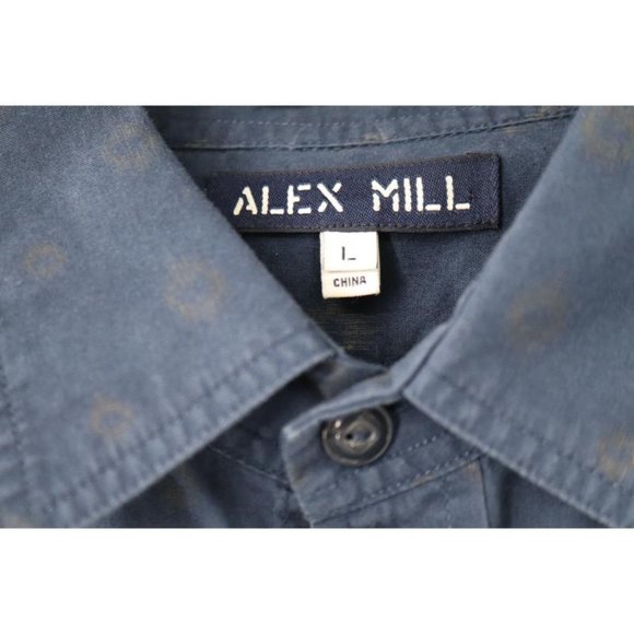 Alex Mill Shirt Mens Large Long Sleeve Button Up Cotton Blue Printed casual - Picture 3 of 13